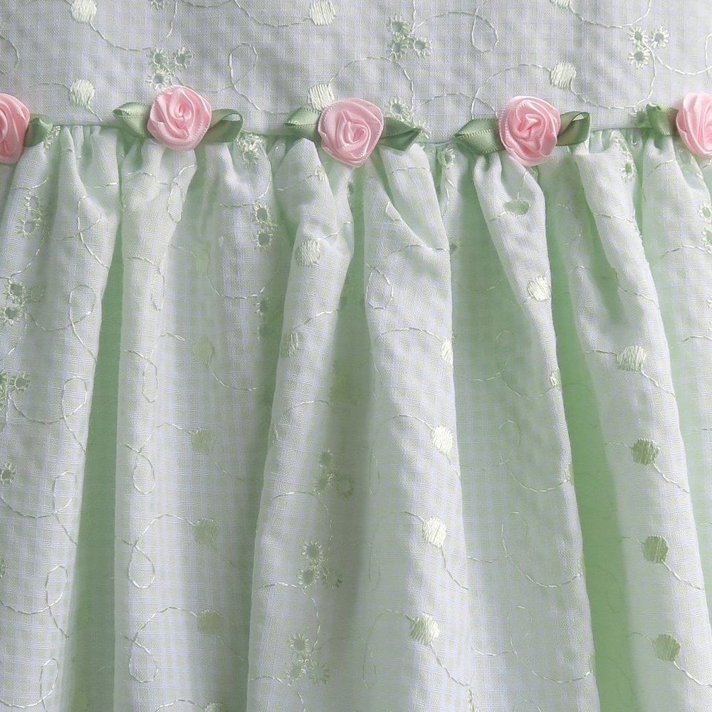 Bonnie Jean girls dress 3T sleeveless light green fabric with floral embroidery - Picture 3 of 6